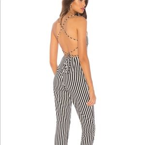 Black and white striped jumpsuit